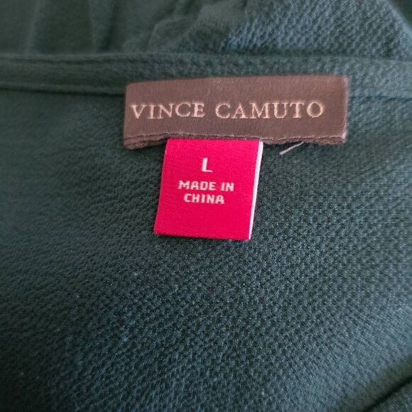 Vince Camuto Women's Size Large Green V-Neck Flounce Blouse - Picture 2 of 6